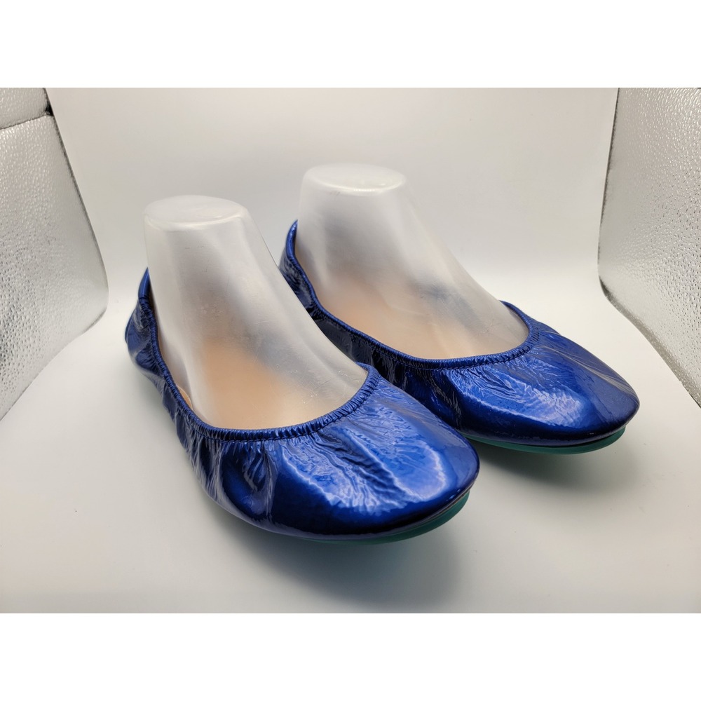 Tieks Sapphire Blue Patent Ballet Flats Size 10 Italian Leather EUC Women's
